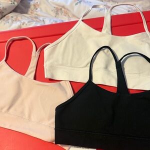Athleta Girls Sports Bras - Black, White, and Pink. Size large. NWT